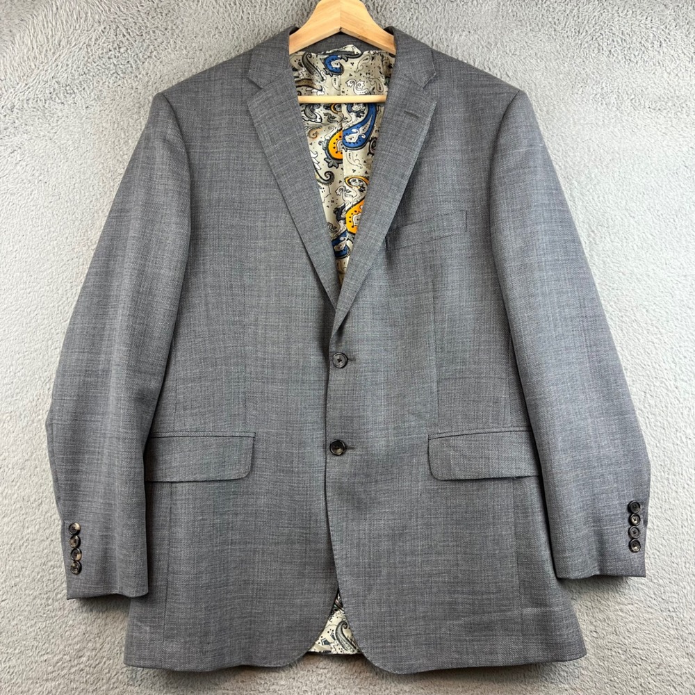Etro Milano Mens Grey Paisley Lined Two Button Blazer Sport Coat Italy Size 52